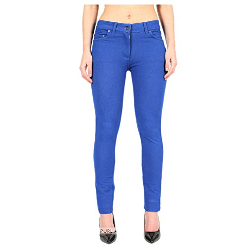 FATAL Fashion Damen Skinny farbige Jeggings mit Reißverschluss Stretch Hose Jeans Leggings Größen 36 38 40 42 46 48 40 auch in großen Größen 50 54 56 Gr. 46, königsblau von Fatal