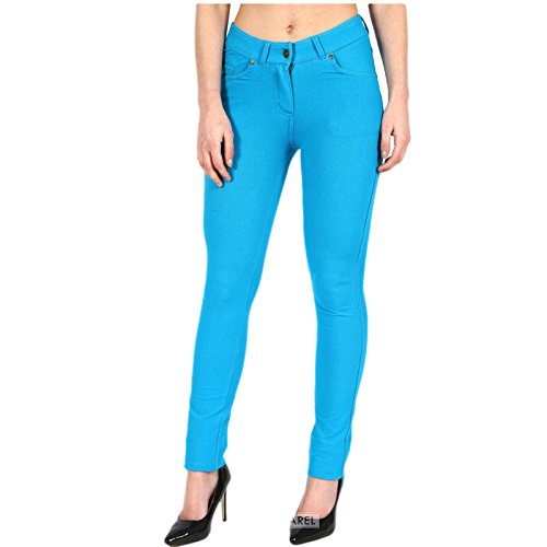 FATAL Fashion Damen Skinny farbige Jeggings mit Reißverschluss Stretch Hose Jeans Leggings Größen 36 38 40 42 46 48 40 auch in großen Größen 50 54 56 Gr. 46, türkis von Fatal