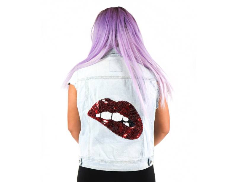 Pailletten Gepatchte Leichte Jeansweste von FatalEnvyApparel