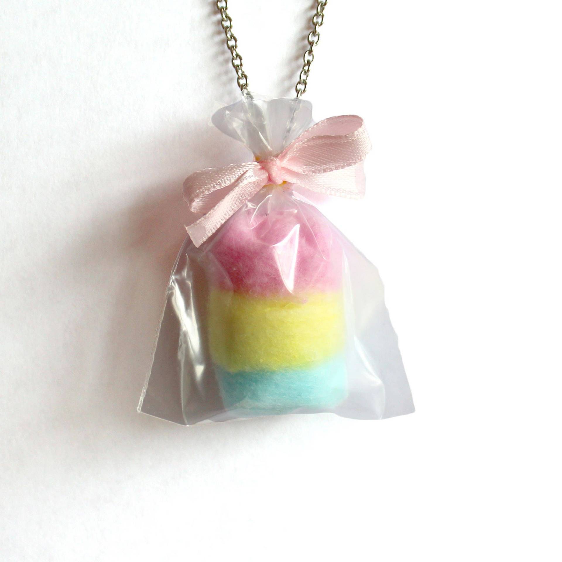 Karneval Pastell Cotton Candy Bag Halskette von FatallyFeminine