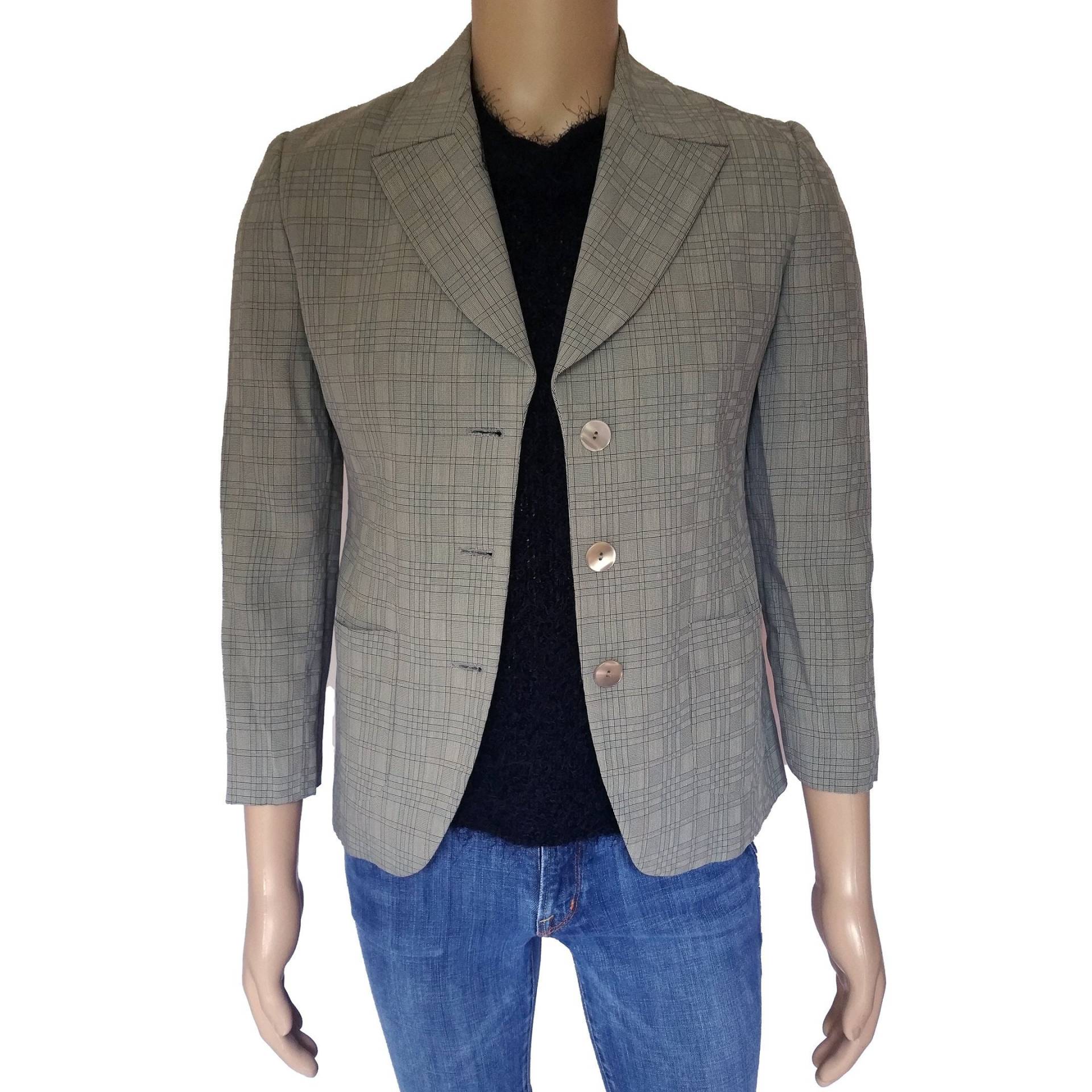 Vintage 80Er Jahre Emporio Armani Damen Blazer Jacke Sz 6 M 42It Italien Grau Check Karriere von FateOrFaded