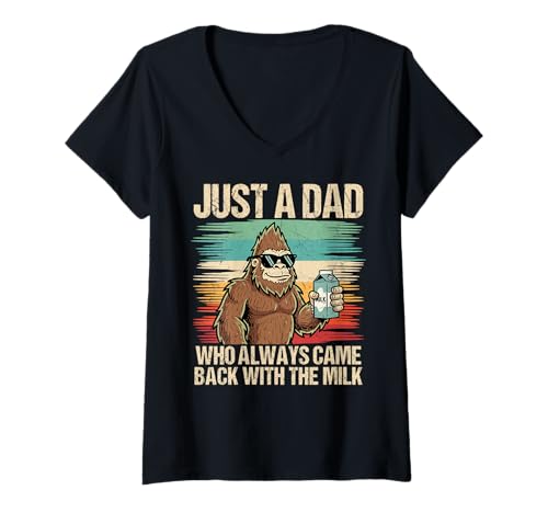 Damen Lustiges Vatertags-Cartoon-Milch-Design für Väter T-Shirt mit V-Ausschnitt Damen Lustiges Vatertags-Cartoon-Milch-Design für Väter T-Shirt mit V-Ausschnitt von Father Day