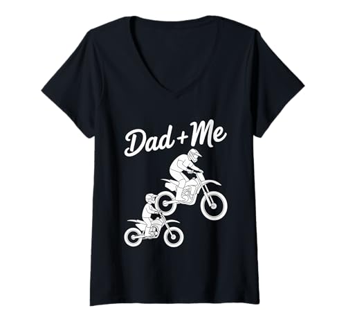 Damen Motocross mit Aufschrift Like Father Like Son Dad and Me T-Shirt mit V-Ausschnitt von Father and Son Design Apparel