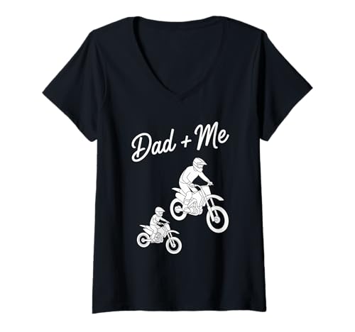 Damen Motocross mit Aufschrift Like Father Like Son Dad and Me T-Shirt mit V-Ausschnitt von Father and Son Design Apparel