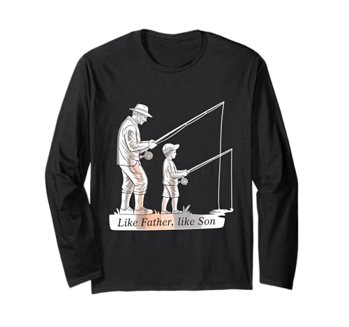 Wie Vater wie Sohn Papa und Baby Matching Fishing Langarmshirt von Father and Son Design Apparel