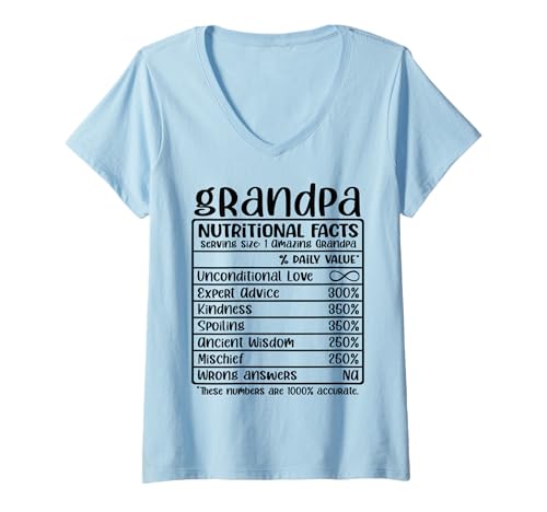 Damen Opa Ernährungsfakten Opa Großvater Pop Vater T-Shirt mit V-Ausschnitt Damen Opa Ernährungsfakten Opa Großvater Pop Vater T-Shirt mit V-Ausschnitt von Father's Birthday Gift