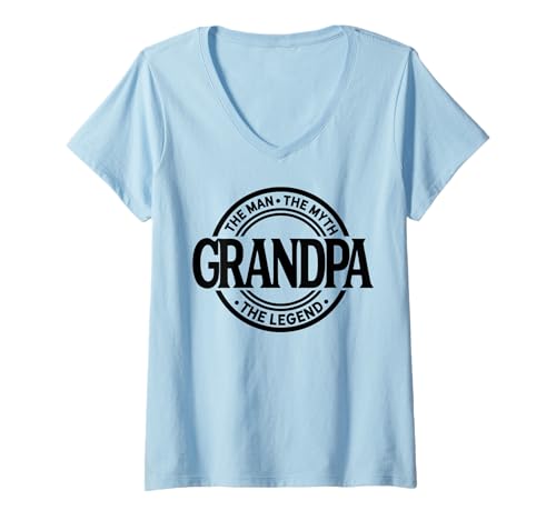 Damen der mann der mythos opa die legende großvater vater liebe T-Shirt mit V-Ausschnitt Damen der mann der mythos opa die legende großvater vater liebe T-Shirt mit V-Ausschnitt von Father's Birthday Gift