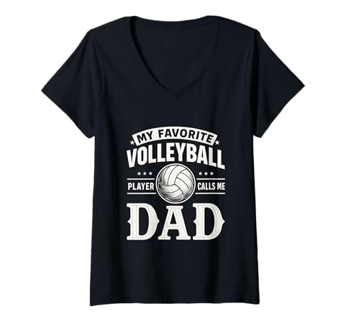 Damen Mein Lieblingsvolleyballspieler nennt Mich Papa Vatertagssport T-Shirt mit V-Ausschnitt von Father's Day Apparel