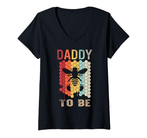 Damen Daddy to Bee Schwangerschaftsankündigung Vatertag Erstes Mal T-Shirt mit V-Ausschnitt Damen Daddy to Bee Schwangerschaftsankündigung Vatertag Erstes Mal T-Shirt mit V-Ausschnitt von Father's Day Beekeeper by RWN11 Tees Co.