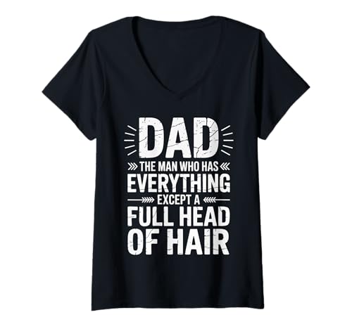 Damen Papa, der Mann, der Alles hat außer einem vollen Haar T-Shirt mit V-Ausschnitt Damen Papa, der Mann, der Alles hat außer einem vollen Haar T-Shirt mit V-Ausschnitt von Father's Day Dad Father Family Daddy