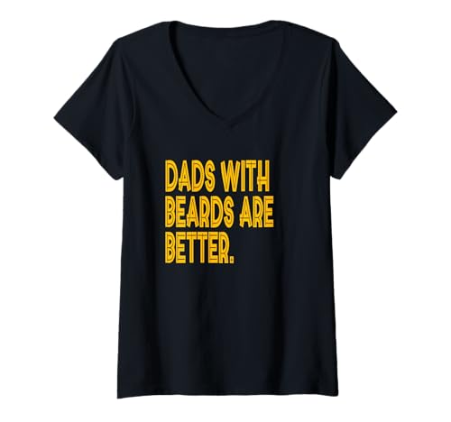 Damen Väter mit Bärten sind besser Lustiger Vatertag T-Shirt mit V-Ausschnitt von Father's Day Dad Jokes Tee