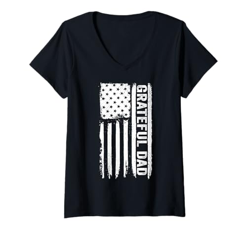 Damen Grateful Dad Patriotic USA Vatertag Dankbarer Vater T-Shirt mit V-Ausschnitt Damen Grateful Dad Patriotic USA Vatertag Dankbarer Vater T-Shirt mit V-Ausschnitt von Father's Day Gift Co.