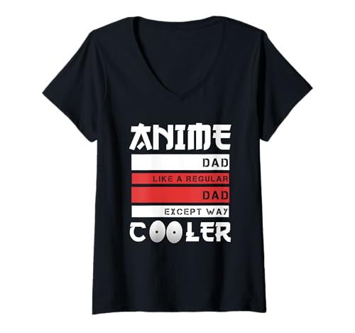 Damen Anime Dad Lustiger Vatertag Süßer japanischer Anime-Vater Otaku T-Shirt mit V-Ausschnitt Damen Anime Dad Lustiger Vatertag Süßer japanischer Anime-Vater Otaku T-Shirt mit V-Ausschnitt von Fathers Day Anime Dad Except Way Cooler Otaku Dad