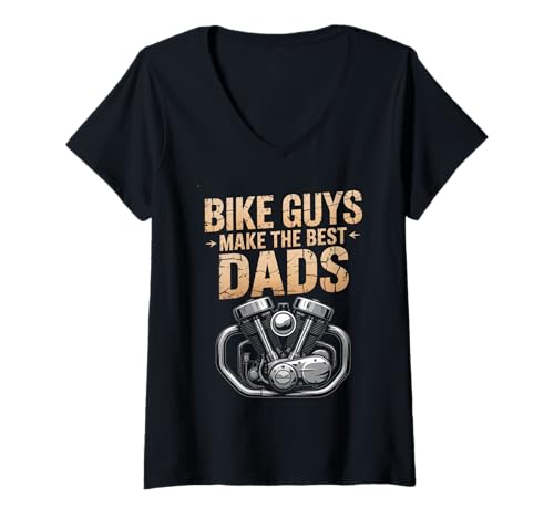 Damen Bike Guys Make The Best Dads Vatertag Mechaniker Biker Dad T-Shirt mit V-Ausschnitt Damen Bike Guys Make The Best Dads Vatertag Mechaniker Biker Dad T-Shirt mit V-Ausschnitt von Fathers Day Bike Guys Biking Dad Jokes And Gag