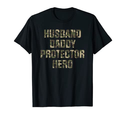 Herren Husband Daddy Protector Hero Shirt Vatertag für Papa T-Shirt Herren Husband Daddy Protector Hero Shirt Vatertag für Papa T-Shirt von Fathers Day Camouflage American Flag Tee