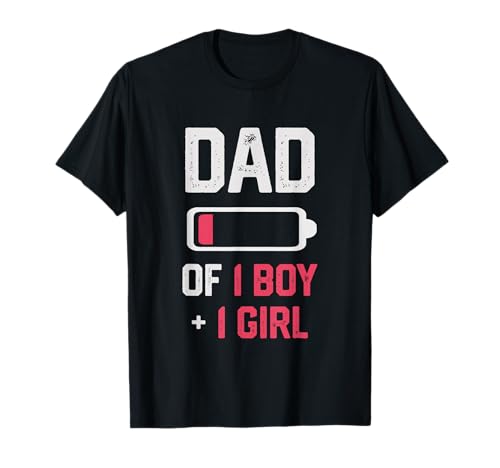 Lustiger Vatertag mit niedrigem Batteriestand, Vater von 1 Jungen und 1 Mädchen T-Shirt Lustiger Vatertag mit niedrigem Batteriestand, Vater von 1 Jungen und 1 Mädchen T-Shirt von Fathers Day Gift For Dad Of 1 Boy And 1 Girl