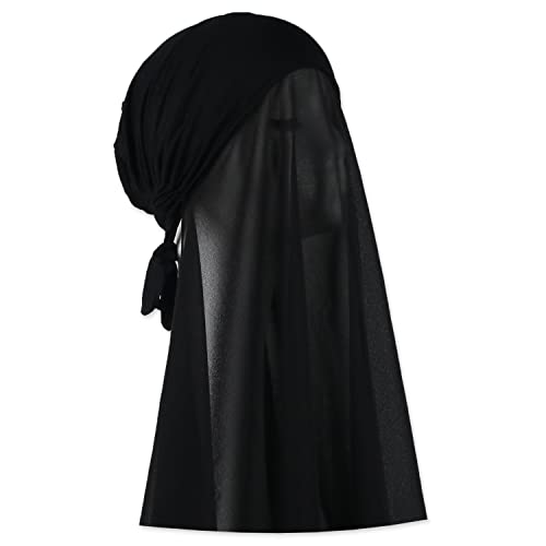Faticinfa Muslimische Frauen Instant Chiffon Hijab mit Raffhalter Untermütze, modisch, einfarbig, weicher Chiffon Schal mit Hijab Innenkappe, schwarz von Faticinfa