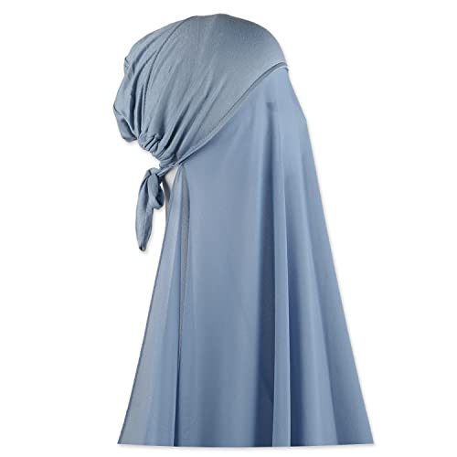 Faticinfa Chiffon-Hijab mit Raffhalter unter der Kappe, einfarbig, weicher Chiffon-Schal mit Hijab-Innenkappen für muslimische Frauen, Forever Blue, 70.1" X 30.1" von Faticinfa