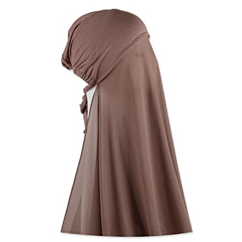 Muslimische Frauen Instant Chiffon Hijab mit Raffhalter Untermütze, modisch, einfarbig, weicher Chiffon Schal mit Hijab Innenkappe, Kiefernrinde von Faticinfa