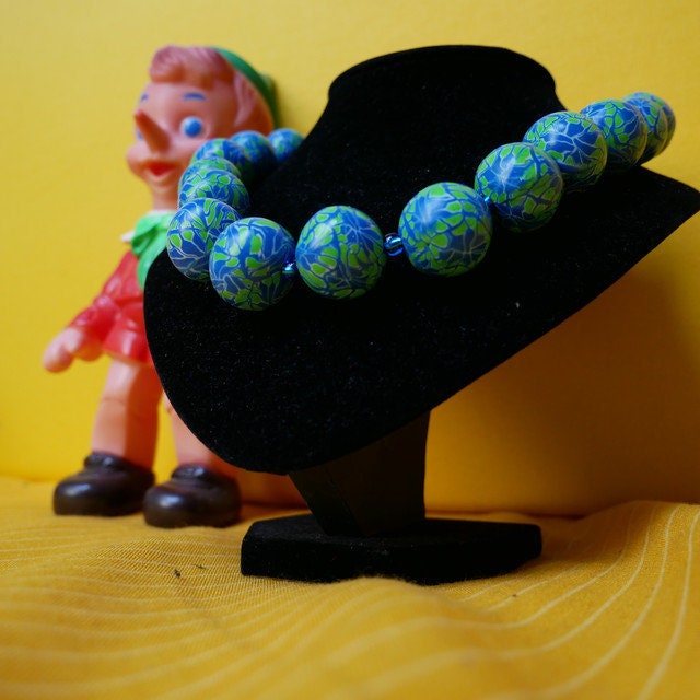 Handgemachte Halskette. Polymerclay. Polymer Clay. Hergestellt Von Terri. Blaue Halskette Handgemachte Halskette. Polymerclay. Polymer Clay. Hergestellt Von Terri. Blaue Halskette von FattodaTerri