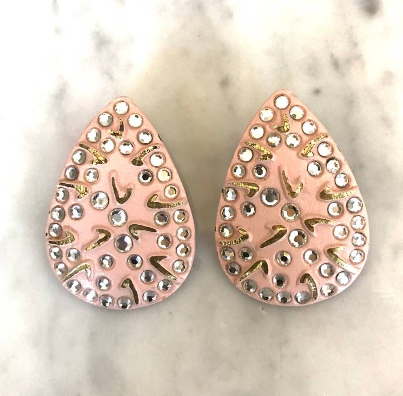 Vintage Rosa Teardrop Ohrringe Mit Strass Vintage Rosa Teardrop Ohrringe Mit Strass von FauciVintage