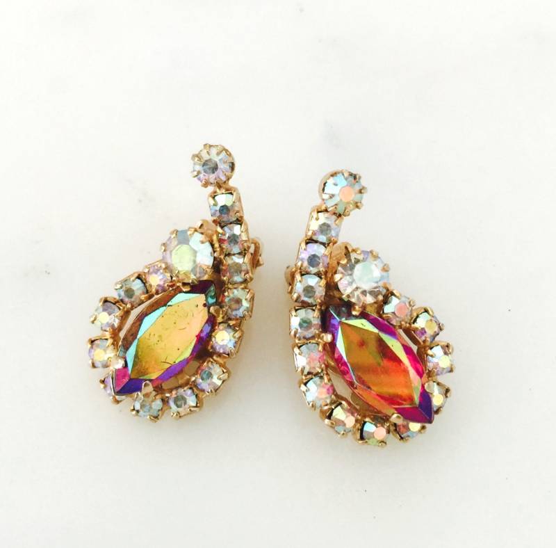 Vintage Strass Clip On Cocktail Ohrringe Vintage Strass Clip On Cocktail Ohrringe von FauciVintage
