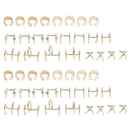 48Pcs Ohr Manschette Nicht Piercing Colorfast Robuste Leichte Stilvolle Flecht Perlen Haar Schmuck für Parteien Hochzeiten (Gold) von Fauitay