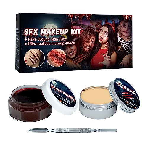 Haut Wachs Make-up Kit Hautwachs Plasma Make-up Set Halloween Wunde Modellieren gefälschte Blut Narbe Wachs Party Spezialeffekte Make-up Werkzeuge von Fauitay