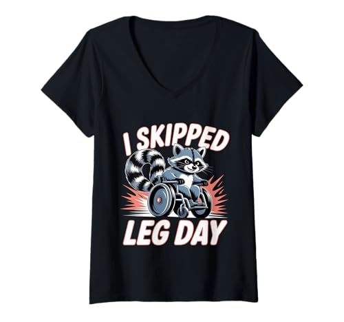 Damen I Skipped Leg Day Anti-Gyres-Fitness-Sarkasmuswitz T-Shirt mit V-Ausschnitt von Fauler Gewinne Anstrengung Fitness lacht