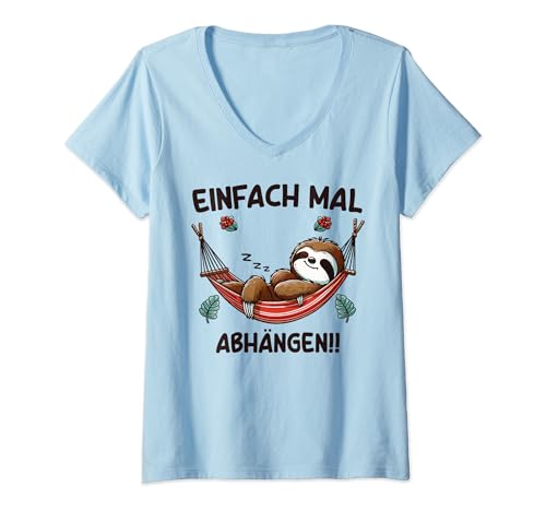 Damen Lustige Faultier Sprüche Büro Langschläfer Schlaf Faultier T-Shirt mit V-Ausschnitt Damen Lustige Faultier Sprüche Büro Langschläfer Schlaf Faultier T-Shirt mit V-Ausschnitt von Faultier Büro Lustige Sprüche für Mitarbeiter