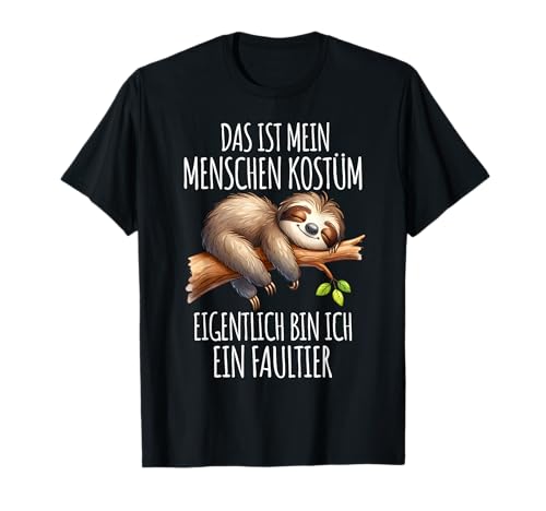 Faultier Geschenk Kinder, Schlafshirt Damen Herren - Unisex Erwachsene und Kinder - Schwarz - Kurzarm - T-Shirt - S - EU - Small von Faultier Geschenk Kinder, Schlafshirt Damen Herren