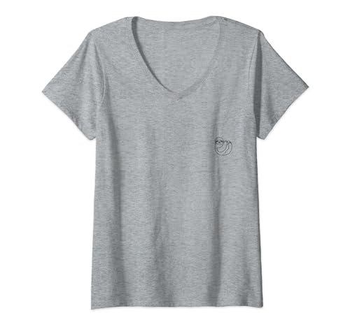Damen Faultier Minimalismus T-Shirt mit V-Ausschnitt von Faultier Geschenke Minimalismus