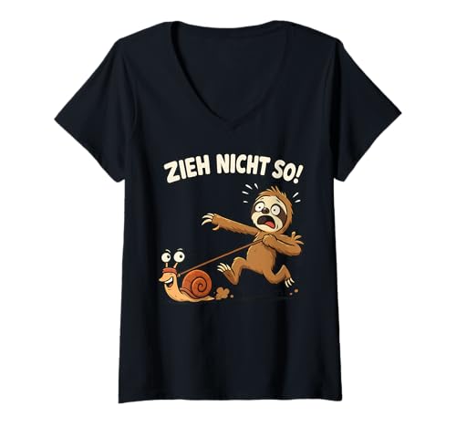 Damen Faultier Humor Spruch Zieh Nicht so Faulenzer Spruch Lustig T-Shirt mit V-Ausschnitt Damen Faultier Humor Spruch Zieh Nicht so Faulenzer Spruch Lustig T-Shirt mit V-Ausschnitt von Faultier Ironische Sprüche Sarkasmus Faulenzer