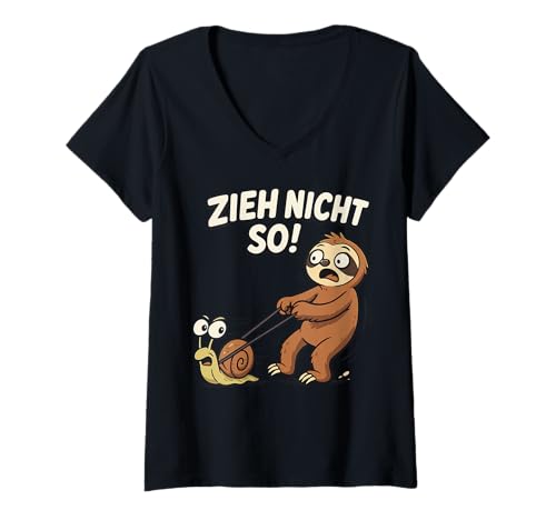 Damen Faultier Humor Spruch Zieh Nicht so Faulenzer Spruch Lustig T-Shirt mit V-Ausschnitt Damen Faultier Humor Spruch Zieh Nicht so Faulenzer Spruch Lustig T-Shirt mit V-Ausschnitt von Faultier Ironische Sprüche Sarkasmus Faulenzer