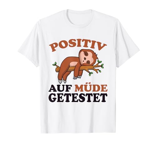 Faultier Langschläfer Morgenmuffel Bekleidung Schlafshirt mit Spruch Positiv auf müde getestet Faultier T-Shirt für Jungen, Weiß, Klein, Unisex, Kurzarm, Klassische Passform, Polyester Faultier Langschläfer Morgenmuffel Bekleidung Schlafshirt mit Spruch Positiv auf müde getestet Faultier T-Shirt für Jungen, Weiß, Klein, Unisex, Kurzarm, Klassische Passform, Polyester von Faultier Langschläfer Morgenmuffel Bekleidung