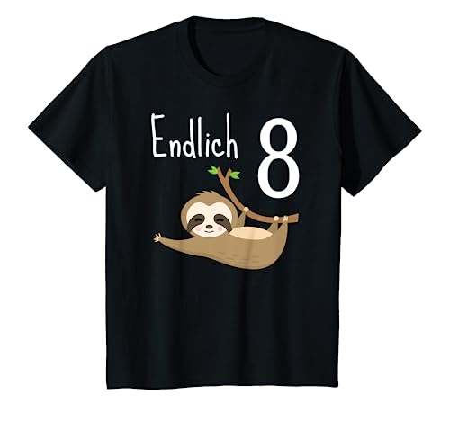 Kinder 8.Geburtstag Lustiges Faultier Endlich 8 Jahre Chillen Zoo T-Shirt von Faultier Party & Jungen Mädchen Zoo Geschenkidee
