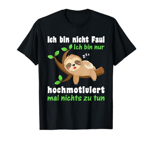 Faultier Schlafshirt Damen Herren Kinder Lustiges Faultier T-Shirt von Faultier T-Shirt Geschenke Damen Herren Kinder