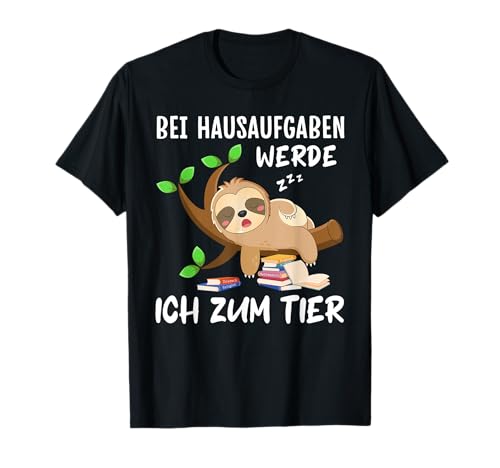 Müdes Faultier Schulkind Jungen Mädchen Lustiges Faultier T-Shirt von Faultier T-Shirt Geschenke Mädchen Junge Kinder