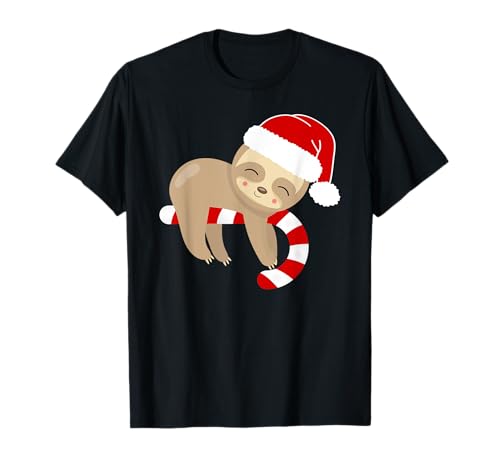 Lustiges Faultier Motiv Zuckerstange Weihnachtsmann Mütze T-Shirt Lustiges Faultier Motiv Zuckerstange Weihnachtsmann Mütze T-Shirt von Faultiere Weihnachten Designs
