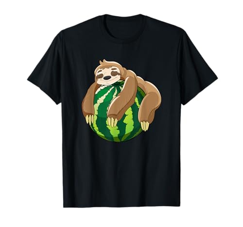 Kinder Faultier T-SHIRT Wassermelone Sommer Faulenzer T-Shirt von Faultierfans & Zweifinger-Faultier Geschenk Shirts