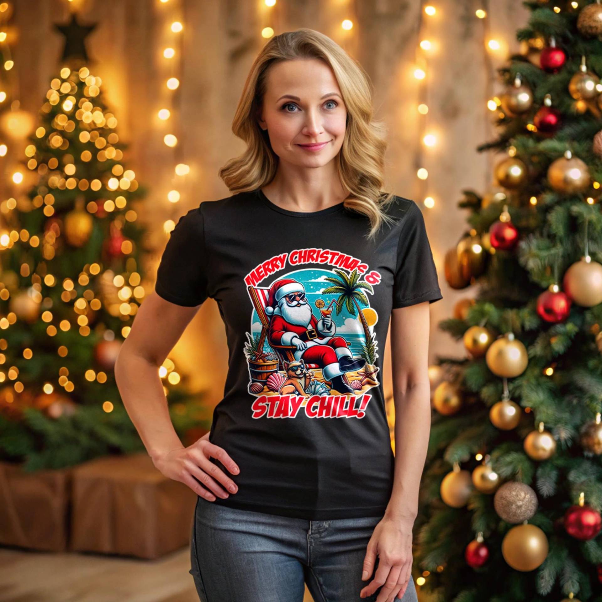 Merry Christmas & Stay Chill - Der Entspannte Santa Am Strand Premium Shirt von FaunaFeels