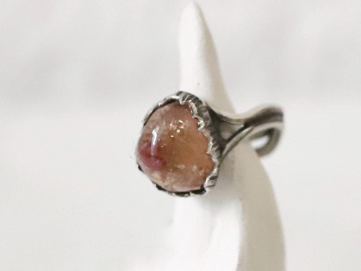 Pink Turmalin Sterling Silber Ring Handgemachte Vintage-Stil, Us-Größe 7, 5 von CrocodileJewellery