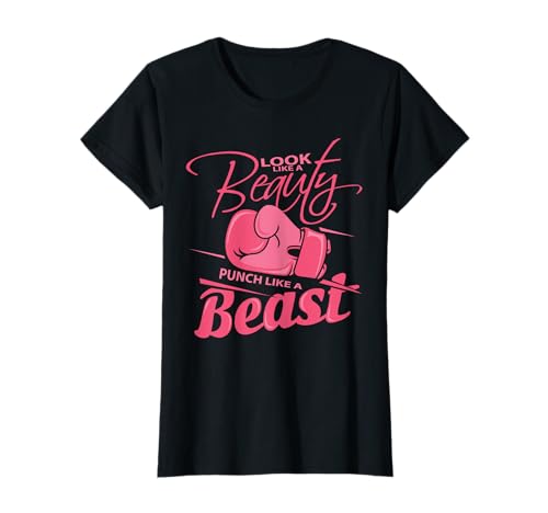 Damen Look Like A Beauty Kick Like A Beast Boxerin T-Shirt von Faustkämpferin Geschenke