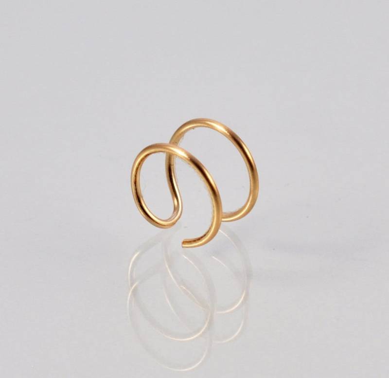 14K Gold Faux Doppel Nasenring Mit Clip-On Einstellbar von FauxFerocity