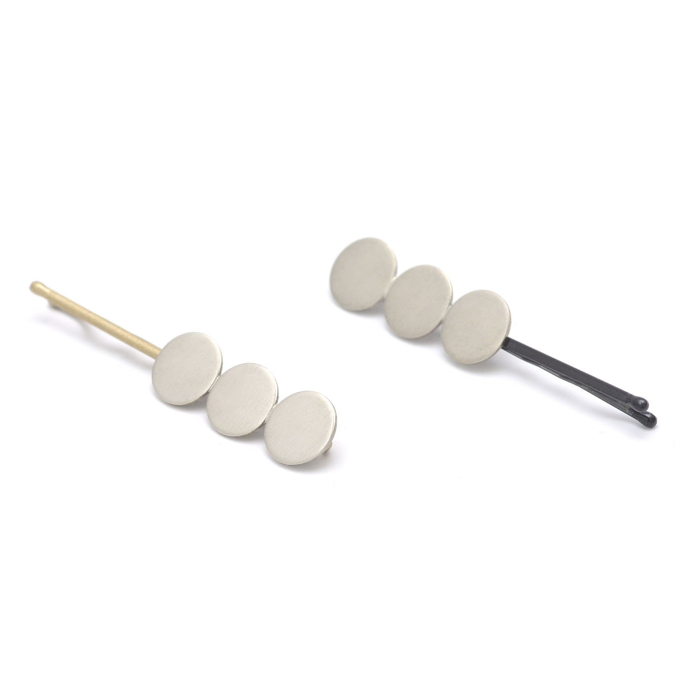 Silber Kreis Bobby Pin, Moderne Haarnadel, Kleine Haar-Accessoire, Weiße Messing Haar-Accessoire - Weiß Transit Bobbies von FavorJewelry