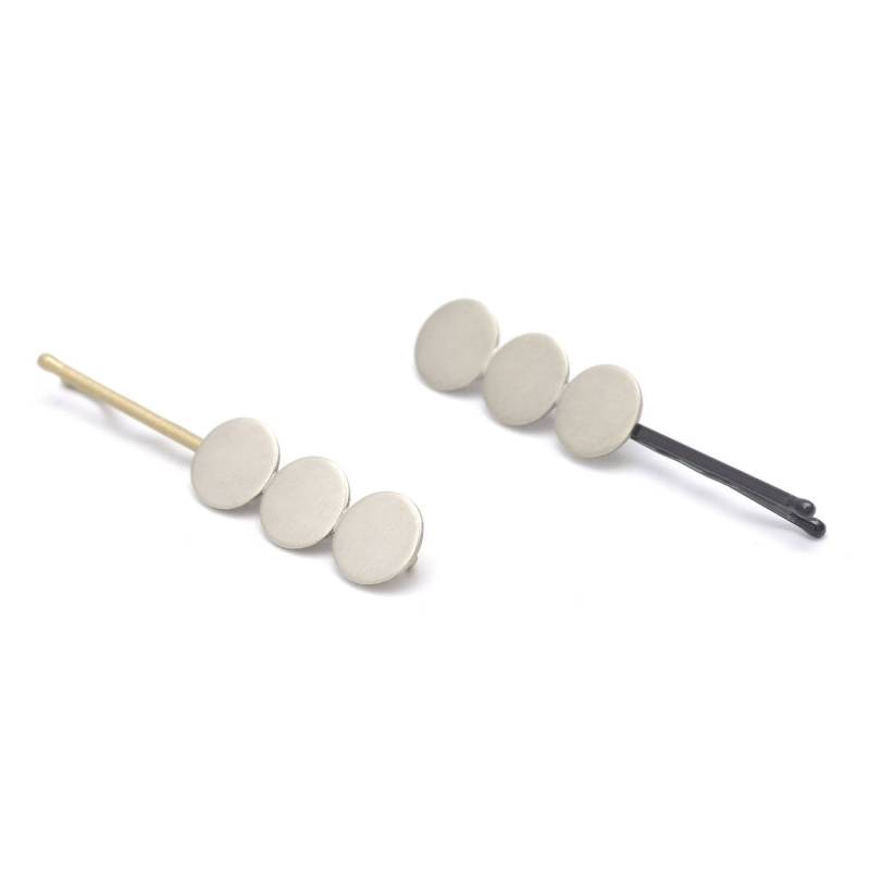 Silber Kreis Bobby Pin, Moderne Haarnadel, Kleine Haar-Accessoire, Weiße Messing Haar-Accessoire - Weiß Transit Bobbies von FavorJewelry