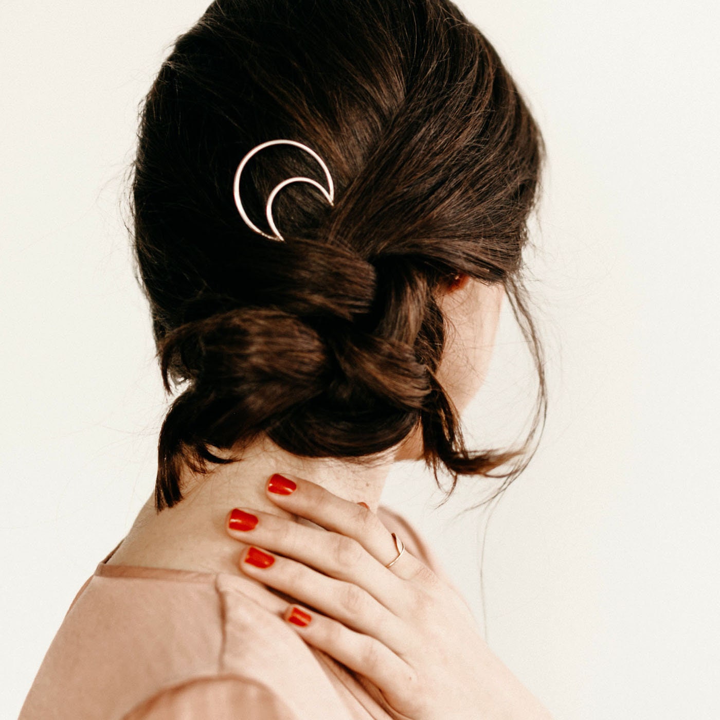 Silberne Halbmond Haarnadel, Moderne Weiße Messing Einfache Metall Pin, Silber Geschenk Für Sie - Mond Haarnadel von FavorJewelry