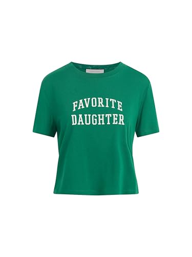 Favorite Daughter Cropped Collegiate Damen-T-Shirt, Smaragd mit Weiß, Mittel von Favorite Daughter