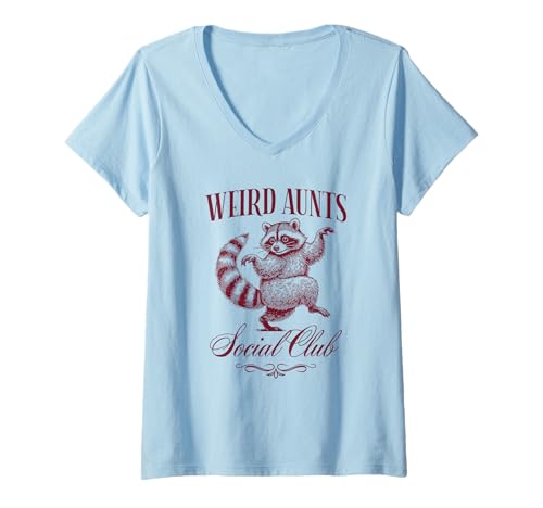 Damen Weird Aunts Social Club Waschbär T-Shirt mit V-Ausschnitt Damen Weird Aunts Social Club Waschbär T-Shirt mit V-Ausschnitt von Favorite Weird Aunt Feral Racoon