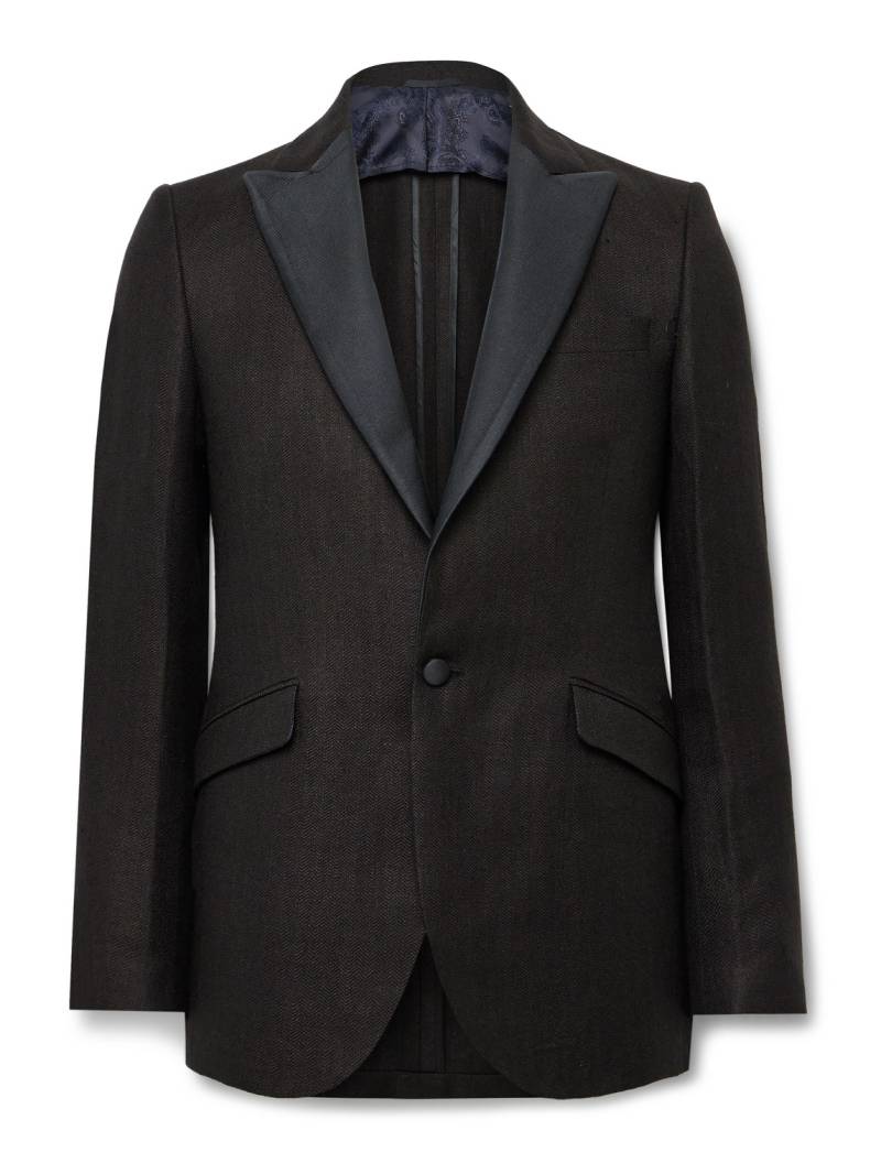 Favourbrook - Randwick Slim-Fit Faille-Trimmed Herringbone Linen and Silk-Blend Tuxedo Jacket - Men - Brown - UK/US 40 von Favourbrook